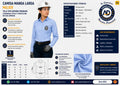Camisa Manga Larga Mujer Tela Oxford Premium – Ficha técnica Dot-003