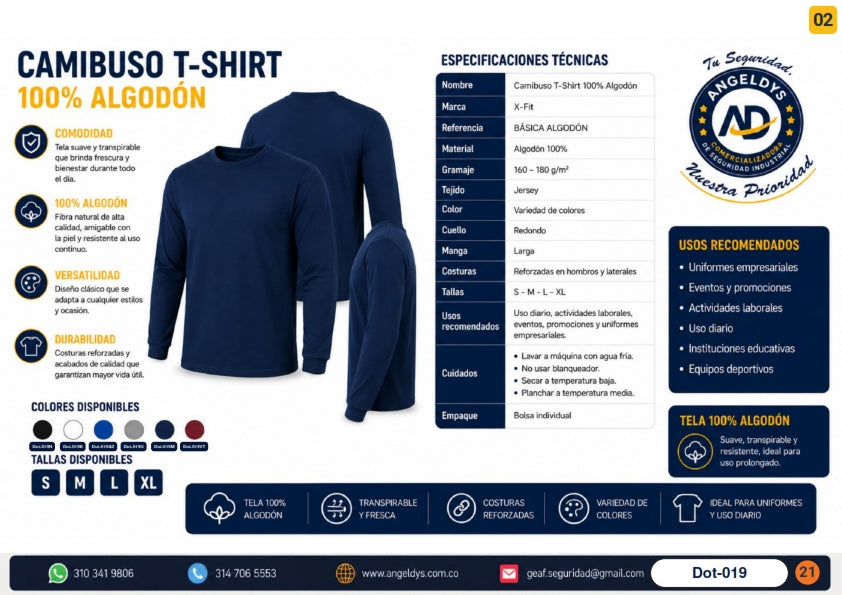 Camibuso T-Shirt 100% Algodón – Ficha técnica Dot-019
