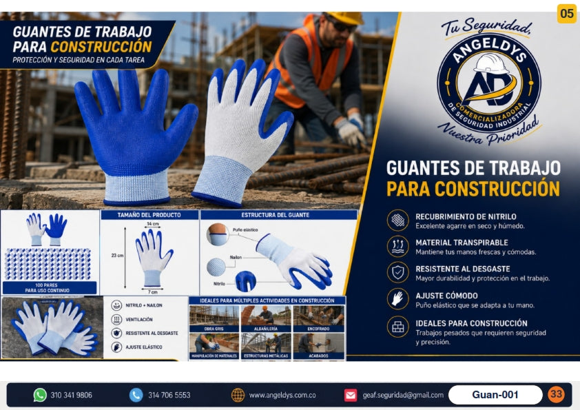 Guantes de Seguridad Recubiertos de Nitrilo – Ficha técnica Guan-003