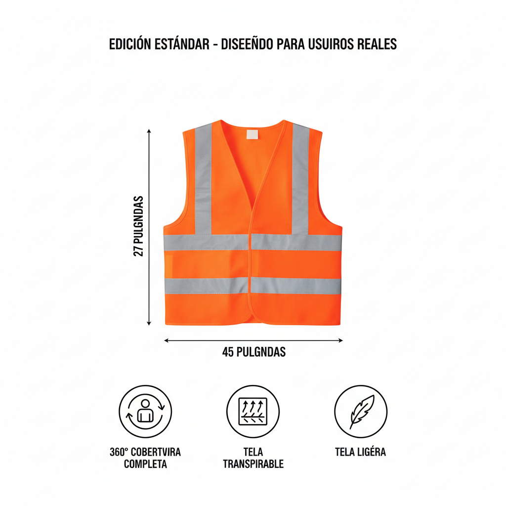Chaleco de Seguridad Reflectivo WIFOCU - Naranja Fluorescente x48