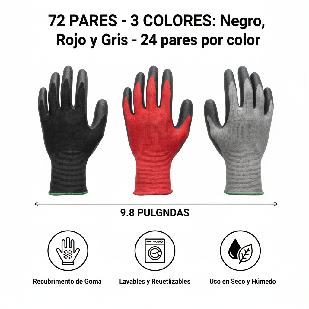 Guantes de Trabajo Recubiertos de Goma Maxcheck x72